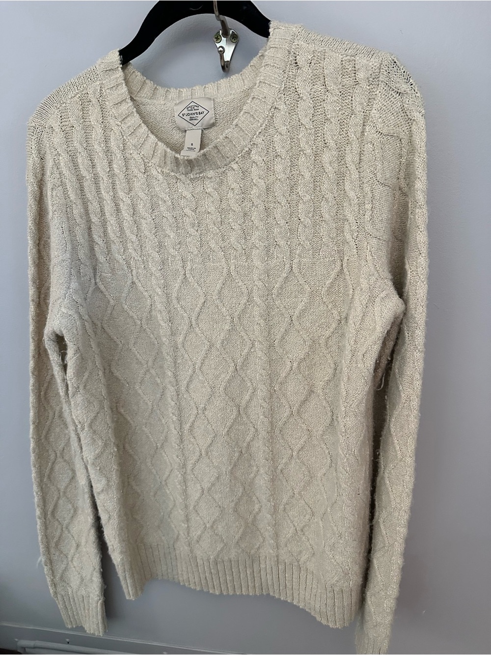 St. John's Bay Cream Cable Knit Crewneck Sweater